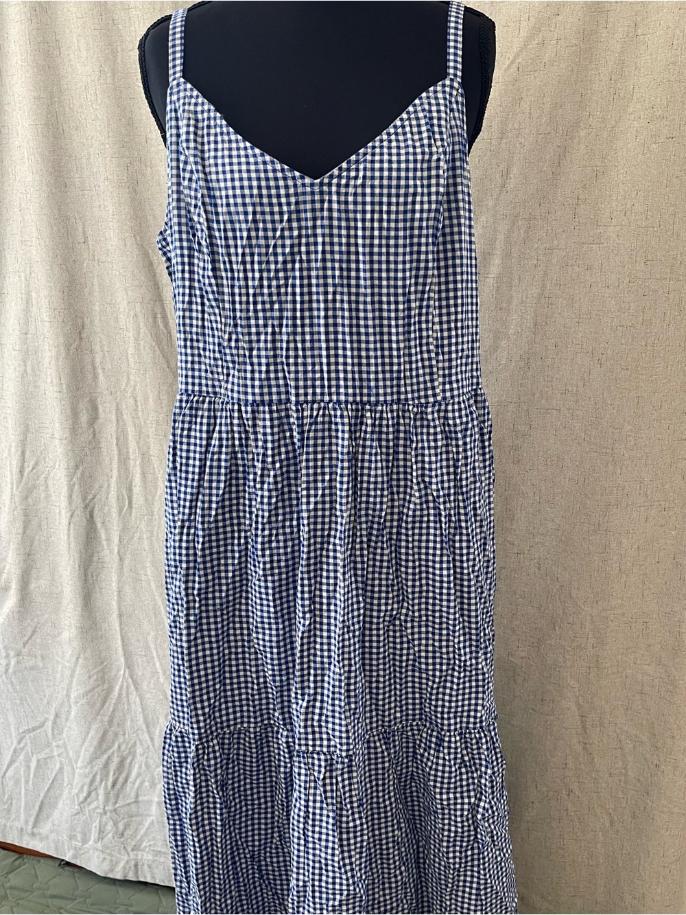 Old Navy Blue Gingham Spaghetti-Strap Maxi Dress